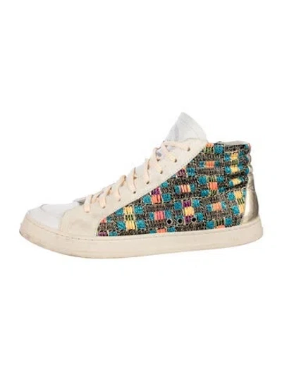 Pre-owned P448 Leather Colorblock Pattern Sneakers In White