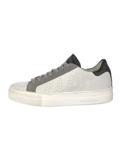 Pre-owned P448 Leather Colorblock Pattern Sneakers In White