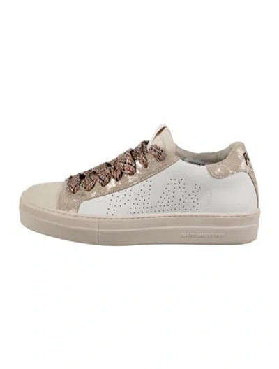Pre-owned P448 Leather Colorblock Pattern Sneakers In White