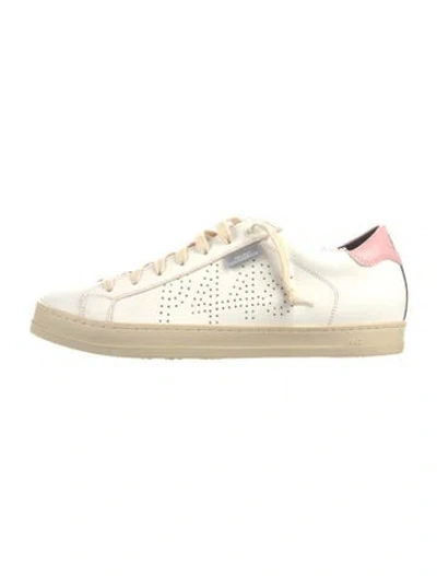Pre-owned P448 Leather Distressed Accents Sneakers In White