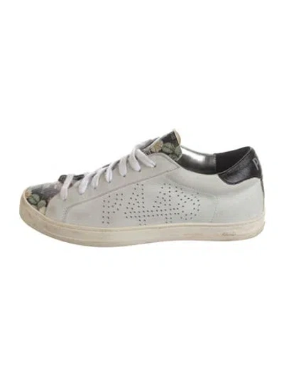 Pre-owned P448 Leather Floral Print Sneakers In White
