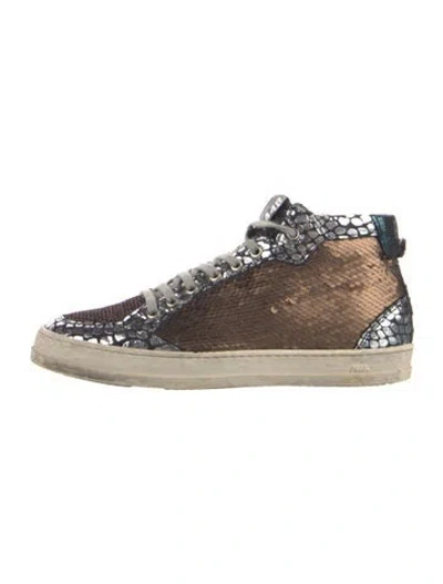 Pre-owned P448 Leather Glitter Accents Sneakers