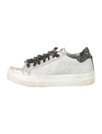 Pre-owned P448 Leather Glitter Accents Sneakers In Gray