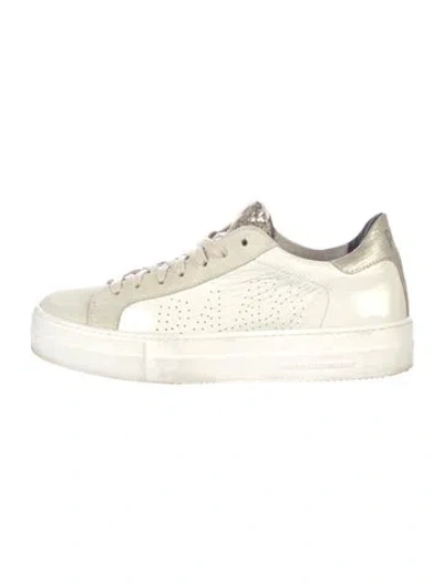 Pre-owned P448 Leather Glitter Accents Sneakers In Gray