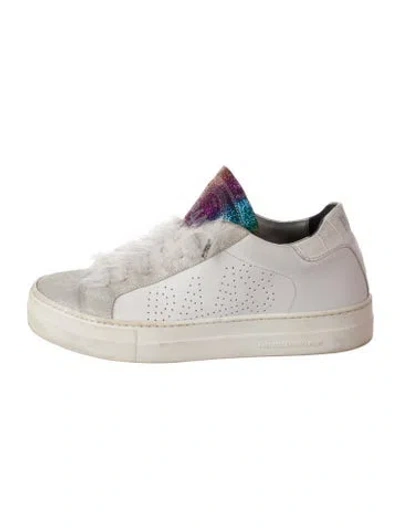 Pre-owned P448 Leather Glitter Accents Sneakers In Neutral
