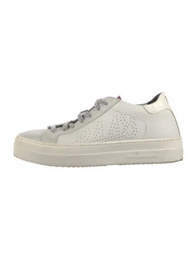 Pre-owned P448 Leather Glitter Accents Sneakers In Neutral
