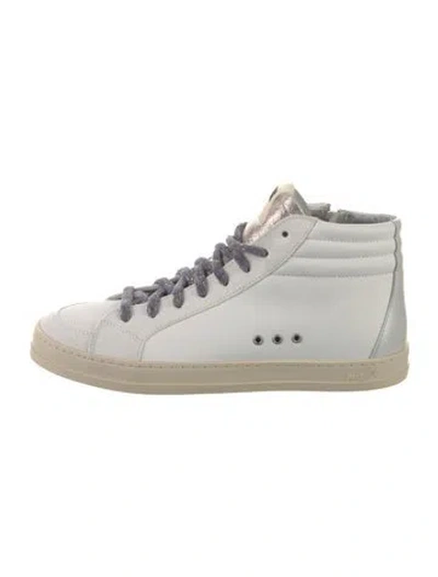 Pre-owned P448 Leather Glitter Accents Sneakers In White
