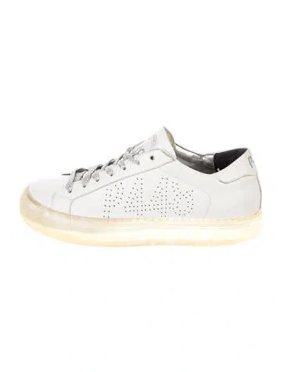 Pre-owned P448 Leather Glitter Accents Sneakers In White