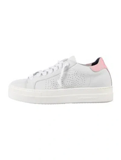 Pre-owned P448 Leather Glitter Accents Sneakers In White