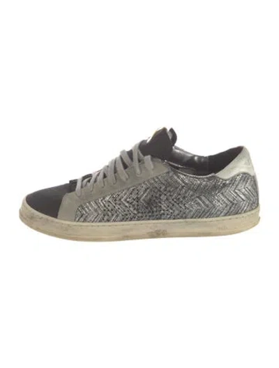 Pre-owned P448 Leather Graphic Print Sneakers In Black/grey/white