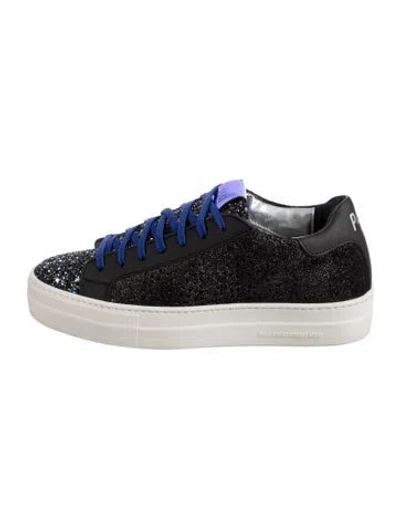Pre-owned P448 Leather Graphic Print Sneakers In Black/metallic