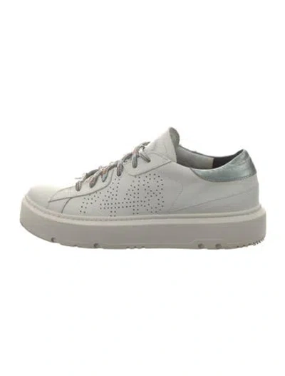 Pre-owned P448 Leather Graphic Print Sneakers In Blue