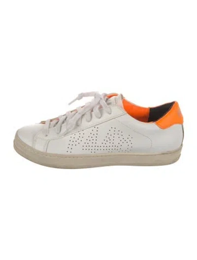 Pre-owned P448 Leather Graphic Print Sneakers In Blue/neutrals/white