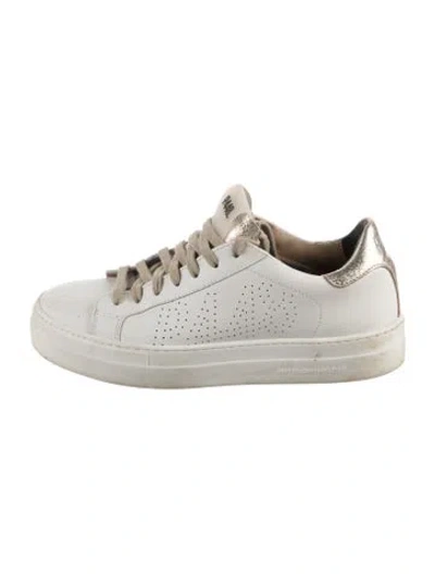 Pre-owned P448 Leather Graphic Print Sneakers In Gray