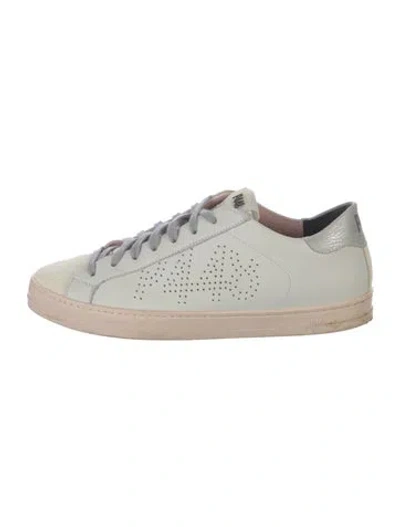 Pre-owned P448 Leather Graphic Print Sneakers In Gray