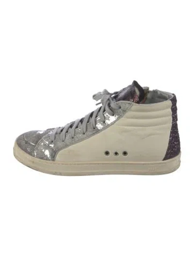 Pre-owned P448 Leather Graphic Print Sneakers In Green