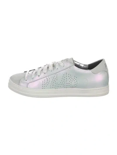 Pre-owned P448 Leather Graphic Print Sneakers In Green/metallic/white