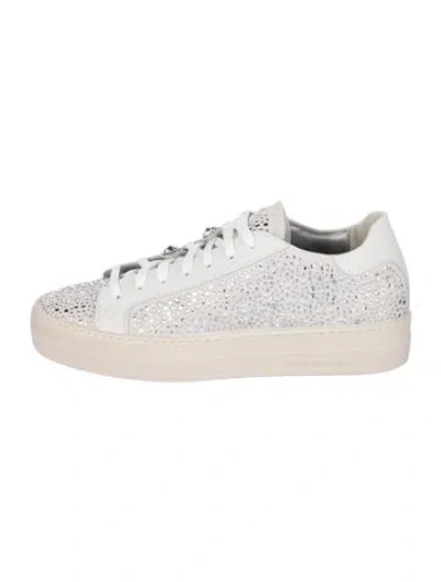 Pre-owned P448 Leather Graphic Print Sneakers In Grey