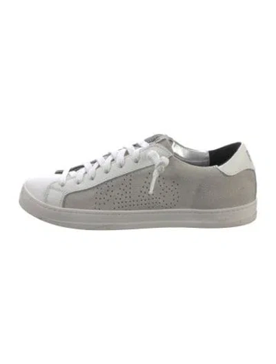Pre-owned P448 Leather Graphic Print Sneakers In Grey