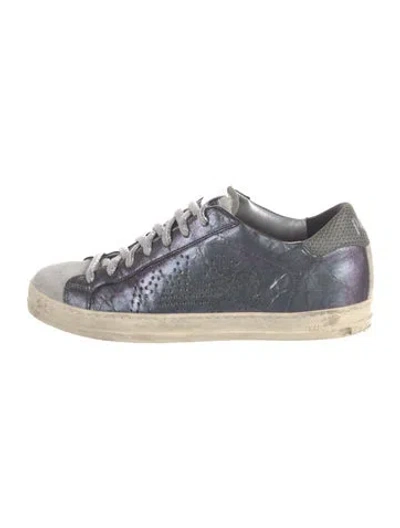 Pre-owned P448 Leather Graphic Print Sneakers In Grey/metallic
