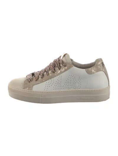 Pre-owned P448 Leather Graphic Print Sneakers In Metallic/neutrals
