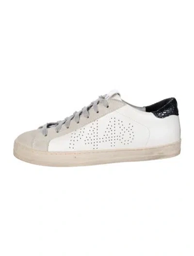 Pre-owned P448 Leather Graphic Print Sneakers In Metallic/white