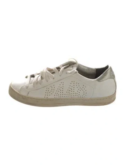 Pre-owned P448 Leather Graphic Print Sneakers In Neutrals