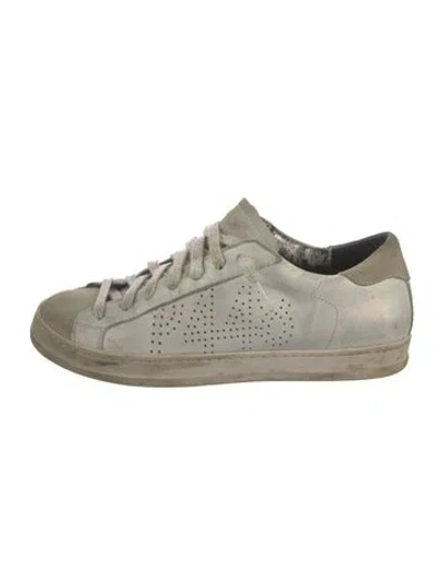 Pre-owned P448 Leather Graphic Print Sneakers In Neutrals