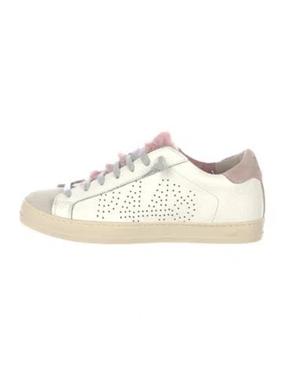 Pre-owned P448 Leather Graphic Print Sneakers In Neutrals