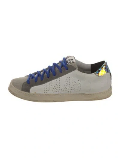 Pre-owned P448 Leather Graphic Print Sneakers In Neutrals
