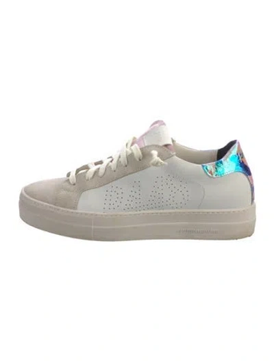 Pre-owned P448 Leather Graphic Print Sneakers In Neutrals