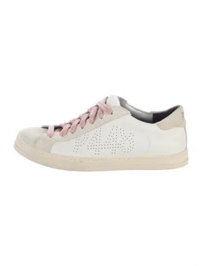 Pre-owned P448 Leather Graphic Print Sneakers In Neutrals/white