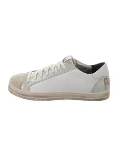 Pre-owned P448 Leather Graphic Print Sneakers In Neutrals/white