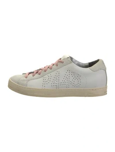 Pre-owned P448 Leather Graphic Print Sneakers In Neutrals/white
