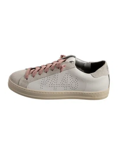 Pre-owned P448 Leather Graphic Print Sneakers In Neutrals/white