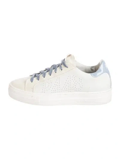 Pre-owned P448 Leather Graphic Print Sneakers In White