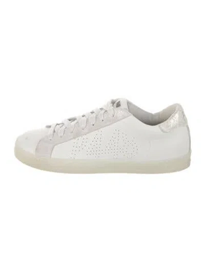 Pre-owned P448 Leather Graphic Print Sneakers In White