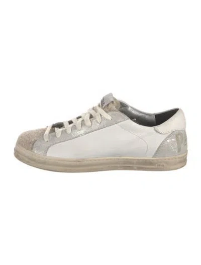Pre-owned P448 Leather Graphic Print Sneakers In White
