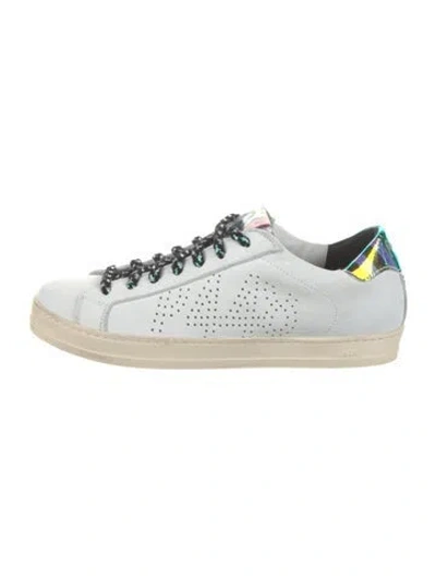 Pre-owned P448 Leather Graphic Print Sneakers In White