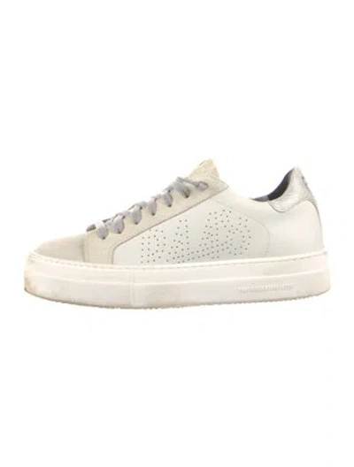 Pre-owned P448 Leather Graphic Print Sneakers In White