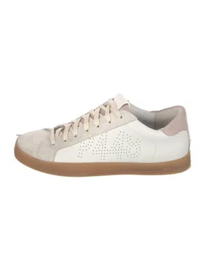 Pre-owned P448 Leather Graphic Print Sneakers In White