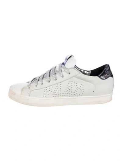 Pre-owned P448 Leather Graphic Print Sneakers In White