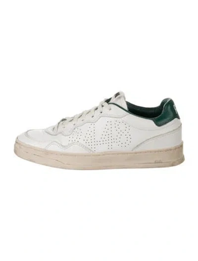 Pre-owned P448 Leather Graphic Print Sneakers In White