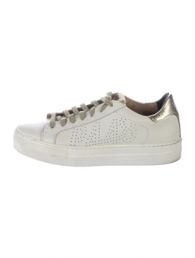 Pre-owned P448 Leather Graphic Print Sneakers In White