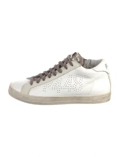 Pre-owned P448 Leather Graphic Print Sneakers In White