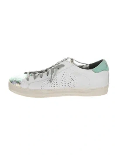 Pre-owned P448 Leather Graphic Print Sneakers In White