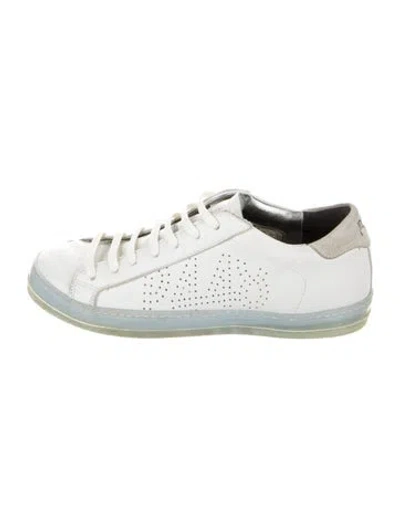Pre-owned P448 Leather Graphic Print Sneakers In White