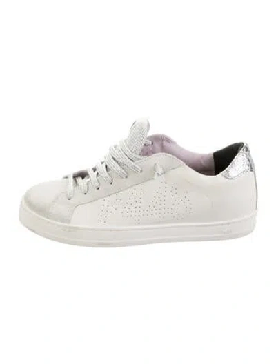 Pre-owned P448 Leather Graphic Print Sneakers In White