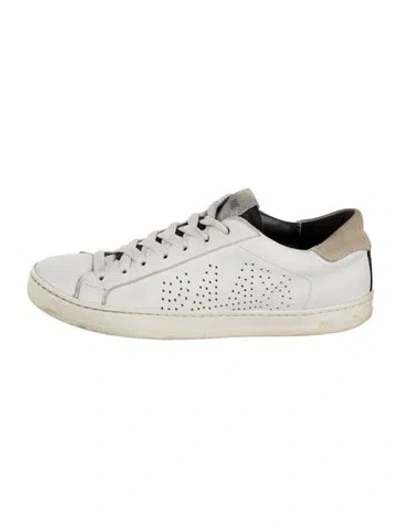 Pre-owned P448 Leather Graphic Print Sneakers In White