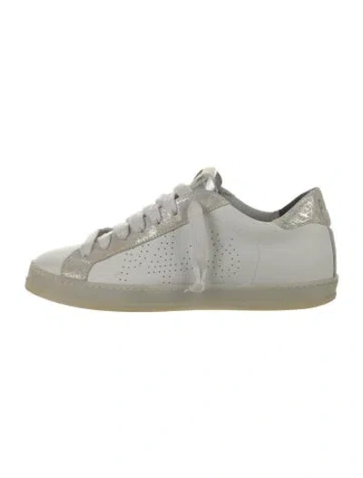 Pre-owned P448 Leather Graphic Print Sneakers In White